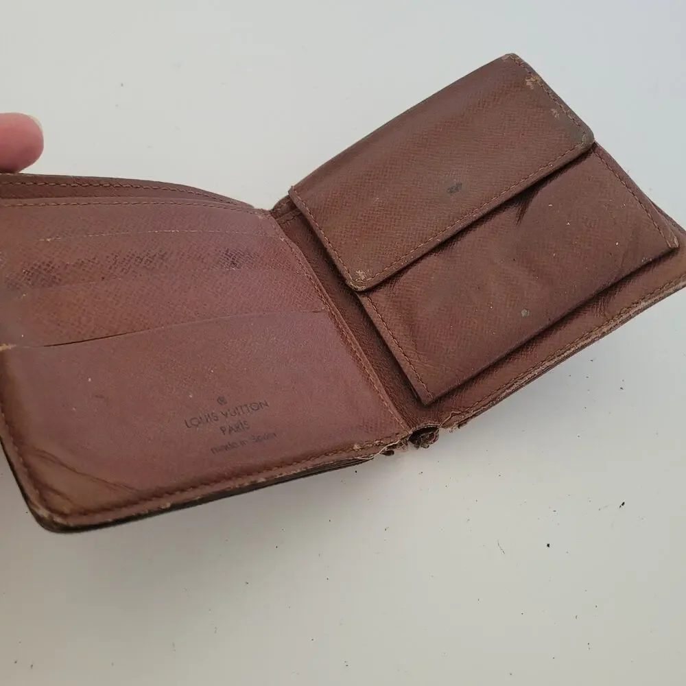 Vintage‎ Louis Vuitton Men's LV Brown Bi-Fold Leather Wallet Monogram Card Bill